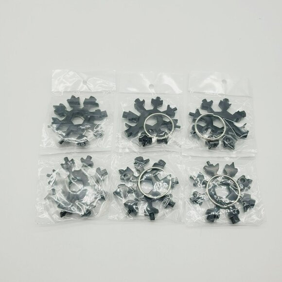 18 in 1 Black Snowflake Multitool, Keychain, Screwdriver, gift lot of 6 - Picture 2 of 3